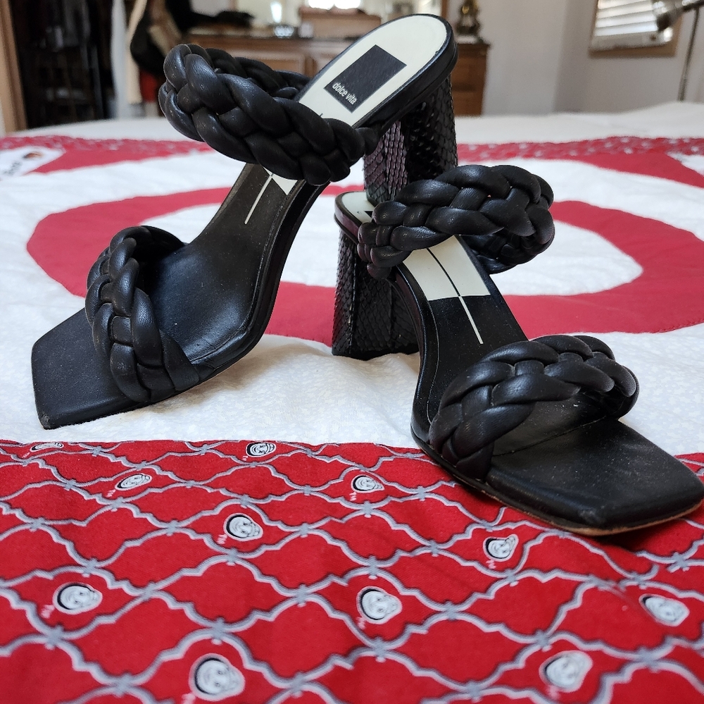 Stylish Black Braided Women's Heels